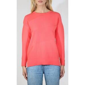 NEW METRIC KNITS abstract ribbed crew sweater in pretty coral combo